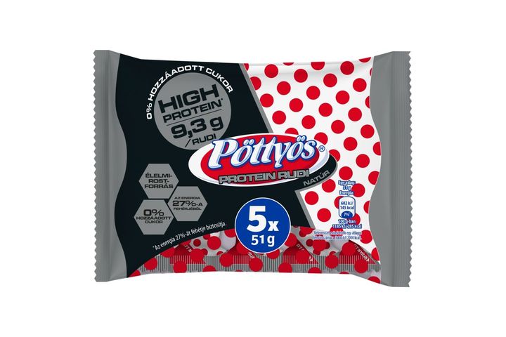 Pöttyös Protein Túró Rudi natúr túródesszert kakaós étbevonattal, édesítőszerekkel 5 x 51 g (255 g)