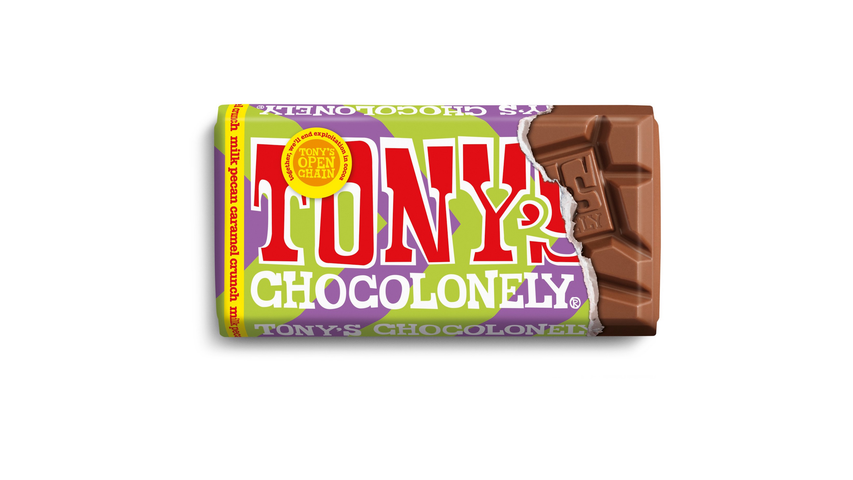 Tony's Chocolonely Mjölkchoklad Pecan & Karamell Crunch 90g