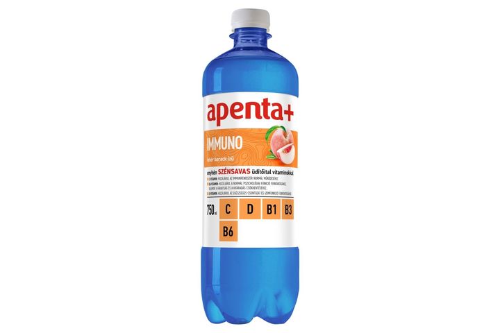 Apenta+ Immuno fehér barack ízű, enyhén szénsavas üdítőital 750 ml