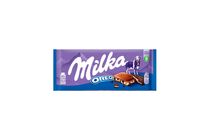 Milka Oreo alpesi tejcsokoládé kakaós kekszdarabokkal és vaníliaízű tejes krémtöltelékkel 100 g