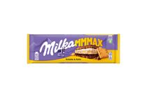 Milka Mmmax alpesi tejcsokoládé kakaós-tejes krémtöltelékkel és keksszel töltve 300 g