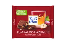 Ritter Sport tejcsokoládé jamaica-i rumba áztatott mazsolával és aprított mogyoróval 100 g