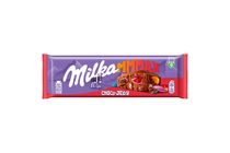 Milka Mmmax alpesi tejcsokoládé meggyes zselédarabkákkal, cukordrazséval és robbanócukorkával 250 g