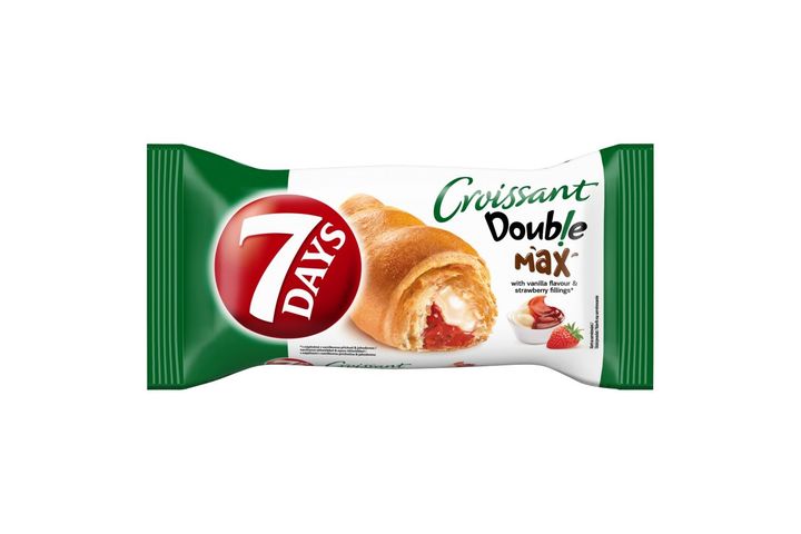 7DAYS Double Max croissant vaníliaízű töltelékkel és epres töltelékkel 80 g