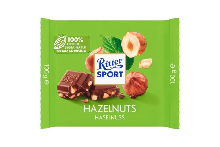 Ritter Sport Milk Chocolate with Hazelnut Pieces 100 g