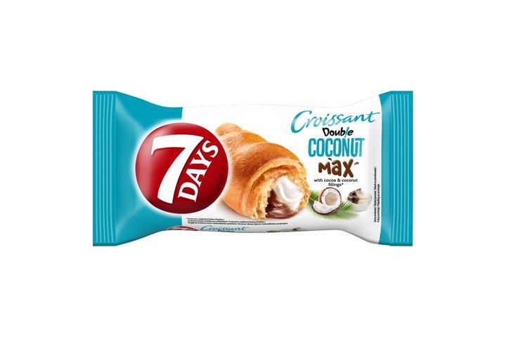 7days Double Coconut Max Croissant Kakaós Töltelékkel és Kókuszos Töltelékkel 80 G