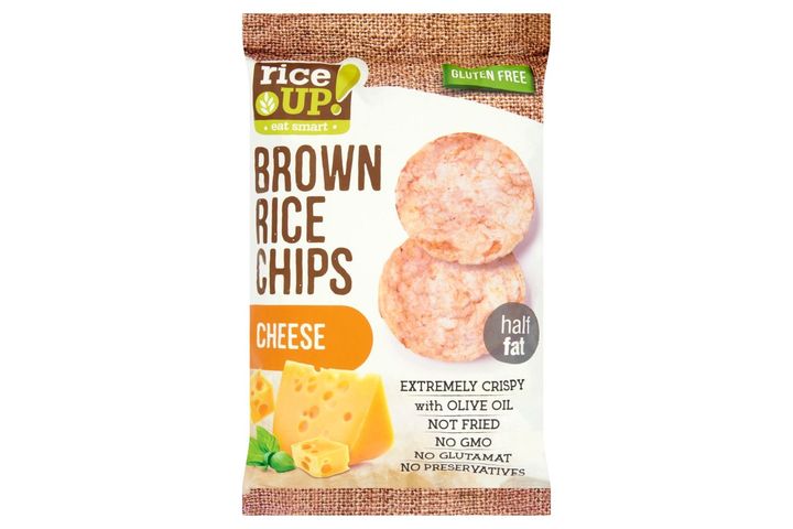 RiceUp! Eat Smart teljes kiőrlésű barna rizs chips sajtos ízesítéssel 60 g