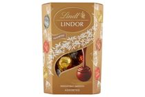 Lindt Lindor tejcsokoládé, fehércsokoládé és extra étcsokoládé pralinék töltelékkel 200 g
