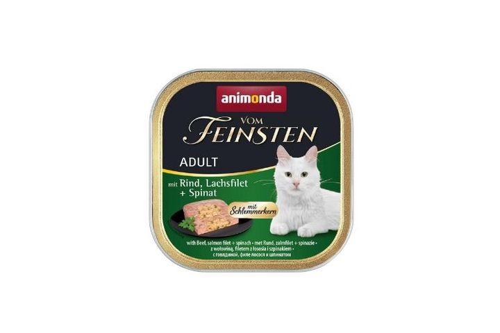 Animonda Cat Vom Feinsten Adult, csirke, lazacfilé és spenót teljesértékű eledel felnőtt macskáknak 100 g