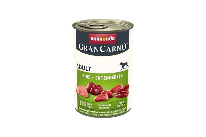 Animonda GranCarno Adult konzerv, marha és kacsaszív teljesértékű eledel felnőtt kutyáknak 400 g