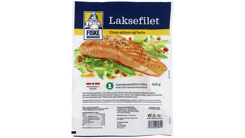 Fiskemannen Laksefilet U/ Skinn & Ben | 500g