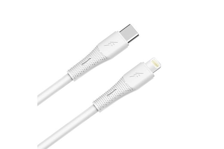 AVAX CB3310 27W USB-C–Lightning gyorstöltő szilikon kábel 1.5 m, fehér