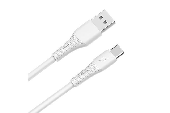 AVAX 18W USB-A to USB-C fast charging silicone cable, 1.5 m, white