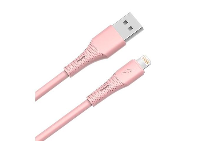 AVAX CB3306 USB-A–Lightning szilikon töltőkábel 1.5 m, rózsaszín