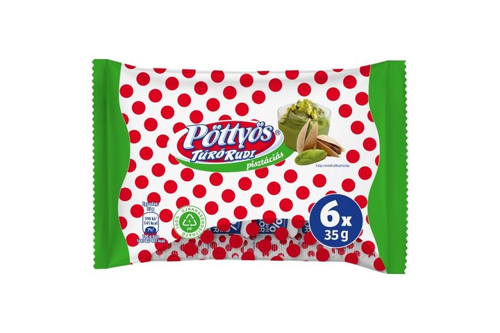 Pöttyös Túró Rudi pisztáciás túródesszert kakaós étbevonóval 6 x 35 g (210 g)