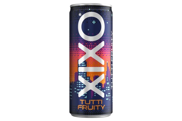 XIXO Tutti Fruity tuttifruttiízű koffeinmentes szénsavas üdítőital hozzáadott vitaminokkal 250 ml