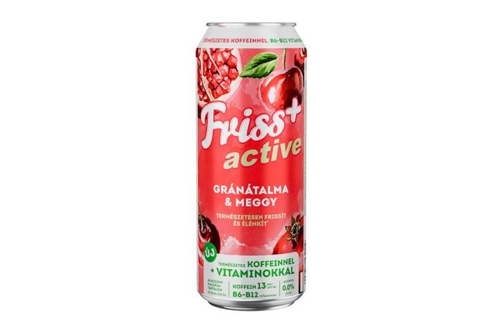 Borsodi Friss + Relax 0,0% Carbonated Pomegranade and Sour Cherry Soft Drink and Non-Alcoholic Malt Drink With Vitamins 0,5 l