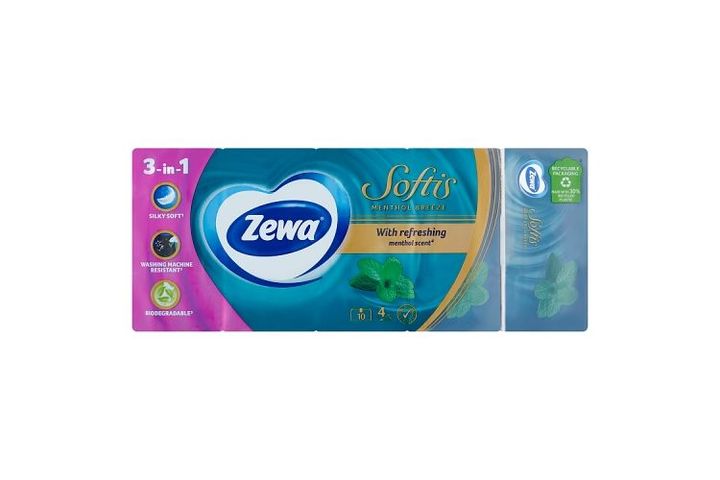 Zewa Softis Menthol Breeze illatosított papír zsebkendő 4 rétegű 10 x 9 db
