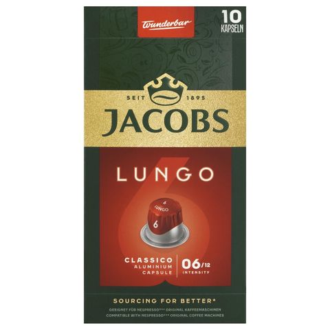 Jacobs Lungo Classico őrölt-pörkölt kávé kapszulában 10 db 52 g