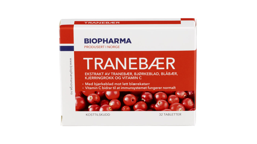 Biopharma Tranebær m/Bjørkeblad | 32stk
