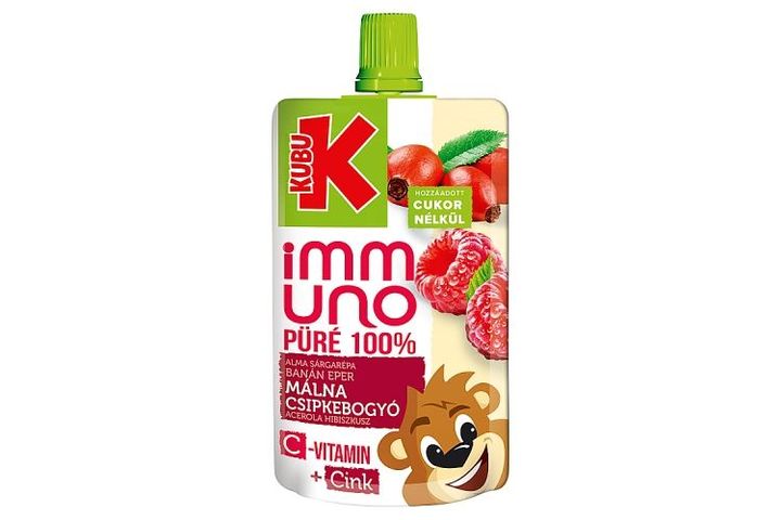 Kubu Immuno alma-sárgarépa-banán-eper-málna-csipkebogyó-acerola-hibiszkusz püré, C-vitaminnal 100 g