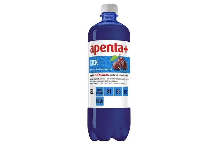 Apenta+ Kick tutti-frutti-cseresznye ízű, enyhén szénsavas energiamentes üdítőital 750 ml