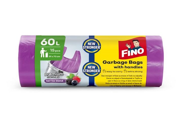FINO premium handles garbage bag 60l, 15 bags forest fruit scent