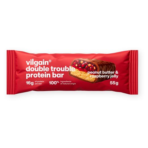 Vilgain Double Trouble Proteinová tyčinka arašídové máslo a malinový džem | 55 g