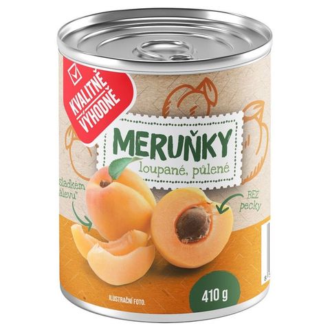 Kvalitně Výhodně Meruňky půlené loupané ve sladkém nálevu | 410 g