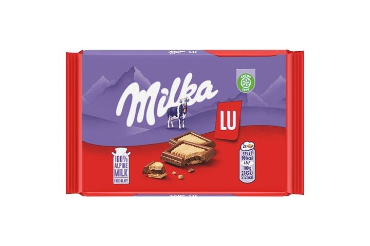 Milka LU alpesi tej felhasználásával készült tejcsokoládé ropogós keksszel 35 g