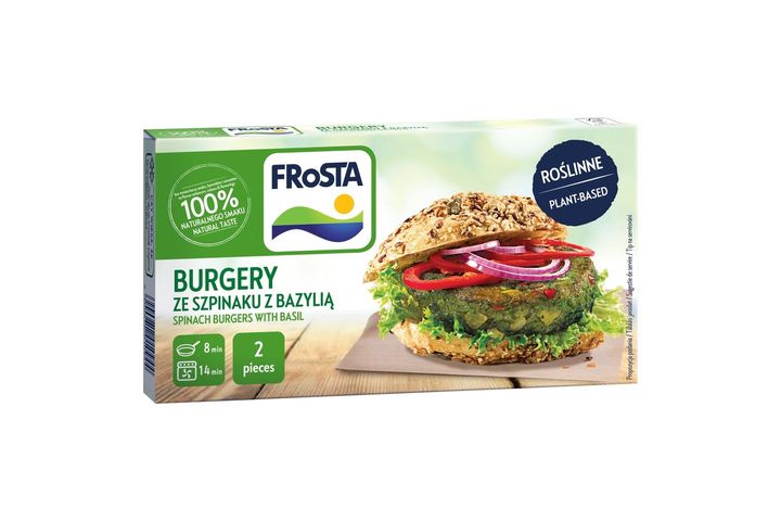 FRoSTA gyorsfagyasztott, elősütött spenótos burger bazsalikommal 2 db 200 g