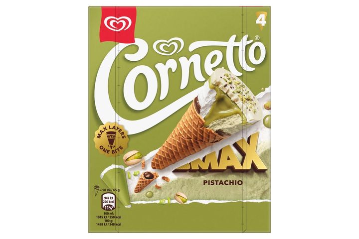 Cornetto Max Pistachio Flavour Ice Cream 4 x 360 ml