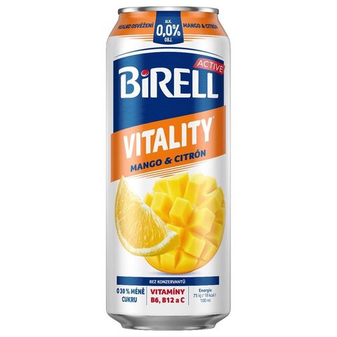 Birell 0.0 Vitality Mango & citron méně cukru nealkoholické pivo plech | 500 ml