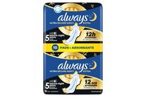 Always Ultra Sanitary Towels Secure Night Extra (Size 5) Wings x 10 Pads