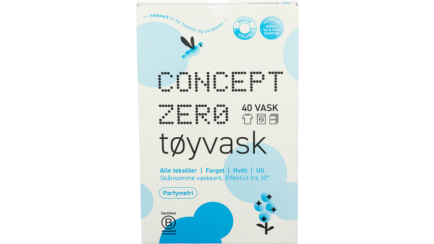 Concept Zero Vaskeark Parfymefri | 40stk