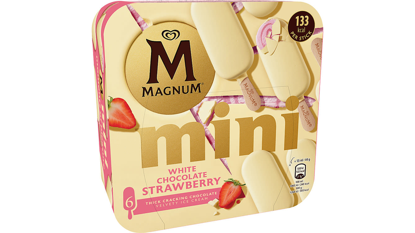 Magnum Småis White Chocolate Strawberry | 6 x 55ml