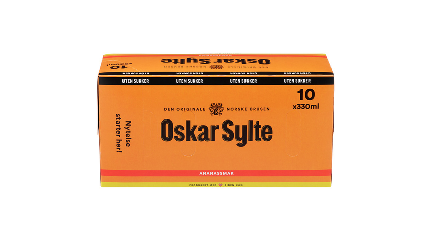 Oscar Sylte Ananassmak U/Sukker Fridgepack | 10 x 330ml