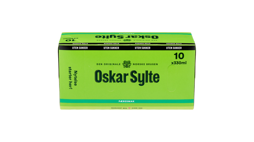 Oscar Sylte Pæresmak U/Sukker Fridgepack | 10 x 330ml