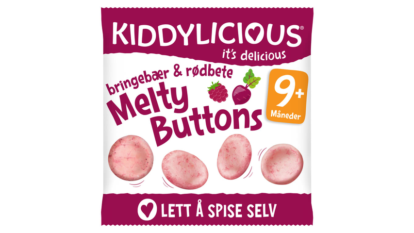 Kiddylicious Melty Buttons Bringebær & Rødbet | 6g