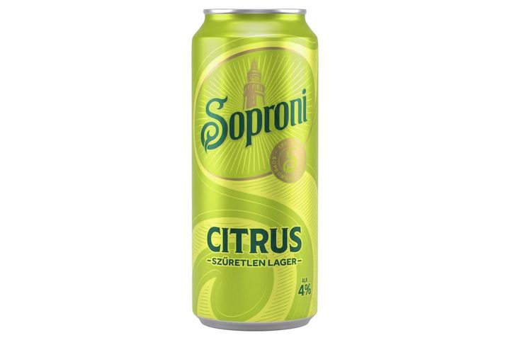 Soproni Citrus szűretlen lager, ízesített sör 4% 500 ml