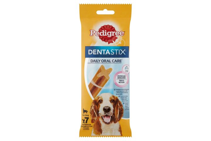 Pedigree DentaStix kiegészítő állateledel 10-25 kg-os, 4 hónapnál idősebb kutyák számára 7 db 180 g