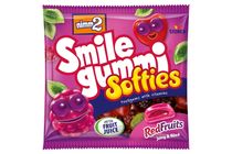 nimm2 Smilegummi Softies Red Fruits puha vegyes gyümölcs ízű töltött gumicukorka vitaminokkal 90 g