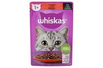 Whiskas 1+ teljes értékű nedves eledel felnőtt macskáknak marhával mártásban 85 g