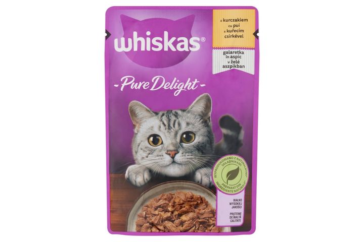 Whiskas Pure Delight teljes értékű nedves eledel felnőtt macskáknak csirkével aszpikban 85 g