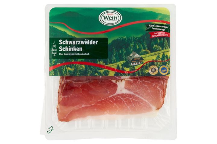 Familie Wein fekete-erdei nyers füstölt szeletelt, lassan pácolt sonka sertéscombból 100 g