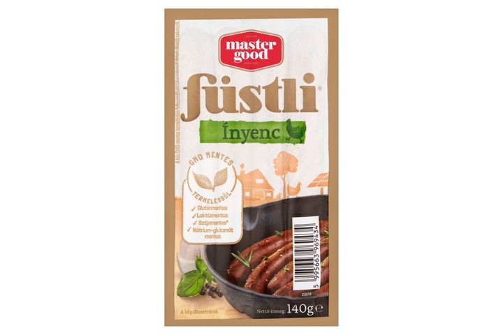 Master Good Füstli Ínyenc borsos és fokhagymás fűszerezésű, füst ízesítésű virsli csirkehúsból 140 g