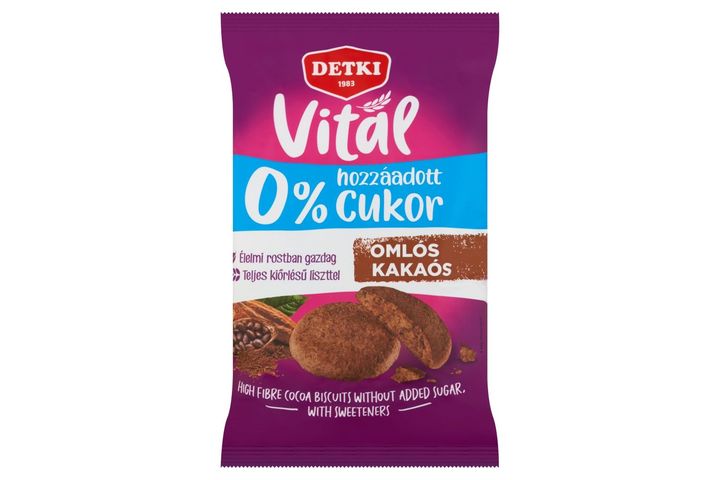 Detki Vital omlós kakaós keksz hozzáadott cukor nélkül, édesítőszerekkel 180 g