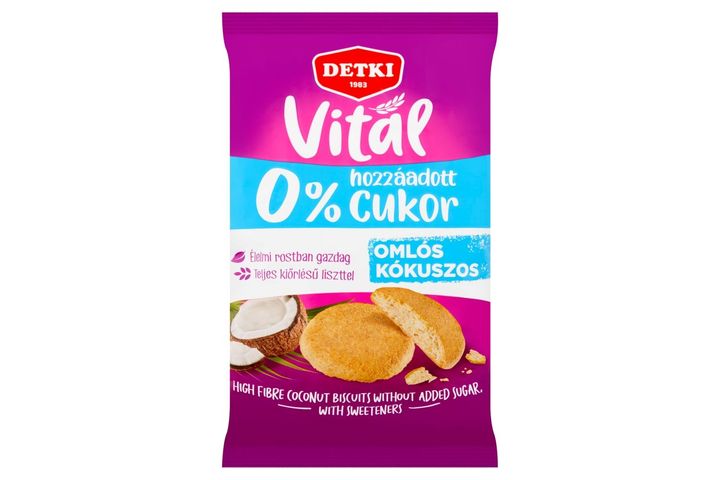 Detki Vitál kókuszos omlós keksz, cukor hozzáadása nélkül, édesítőszerekkel 180 g