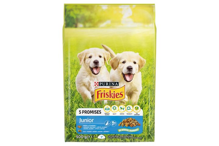 Purina Friskies Junior csirkével, zöldségekkel és tejjel száraz kutyaeledel 500 g
