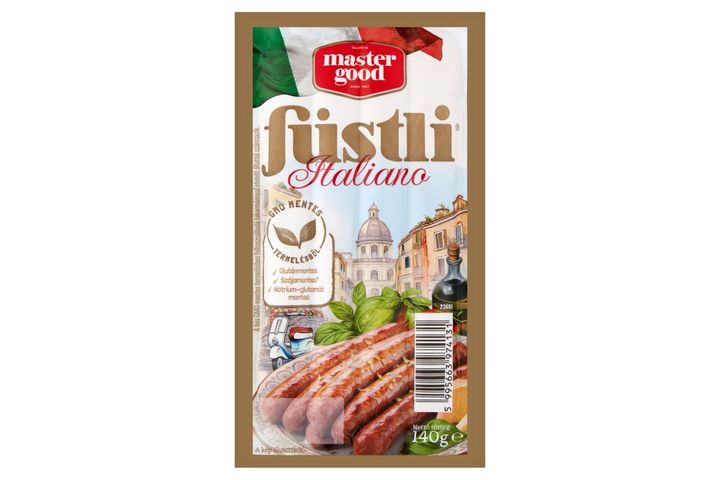 Master Good Füstli Italiano parmezán sajtos, füst ízesítésű virsli csirkehúsból 140 g